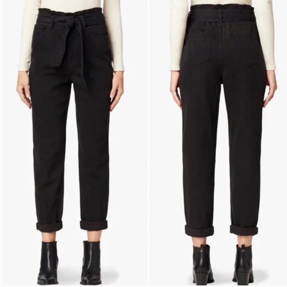 Joe’s Jeans The Brinkley High Rise Paper-bag Jeans In Black Size 27